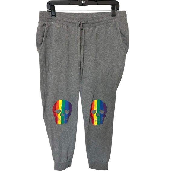 Torrid Rainbow Skull Gray French Terry Grey Cotton Jogger Sweatpants Size 0X - Picture 3 of 8